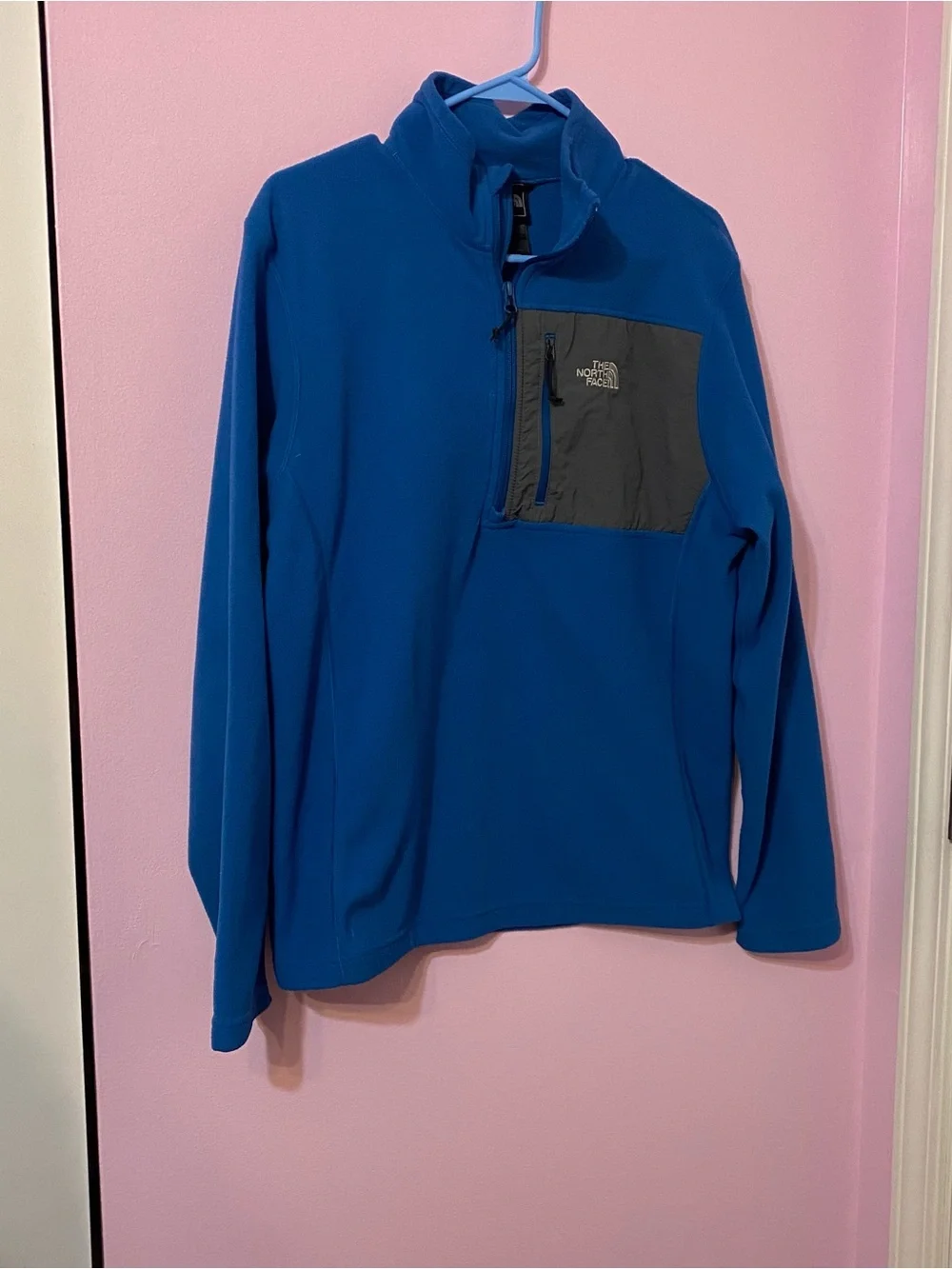 The North Face Men's Blue Fleece quarter zip pullover sweatshirt size medium